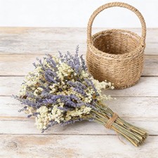 2 Bunches Dried Flowers Bouquet,Natural Dried Lavender  Baby's Breath Flower...