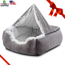 Dog Beds for Small Dogs, Rectangle Cave Hooded Blanket Puppy Bed, Luxury Orthope