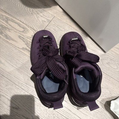 Burberry Aubergine Purple Lace-Up Leather Trek Ankle Boots Size EU 44 0547