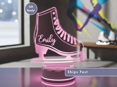 Personalized Ice Skate LED Night Light   Custom Name Figure Skating Lamp