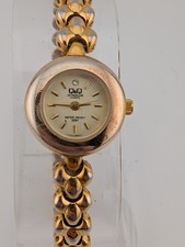 Q Q Citizen Watch Women 22mm Case 7.5" Gold Band- New Battery