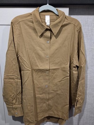 New WYNNE COLLE TION Collared, Long Sleeve, Button-up Shirt. Size L. Dark Beige