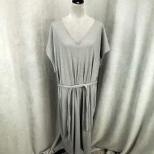 Old Navy Womens Dress Size XXL Soft Gray Ribbed Knit Belted 2XL Long Midi