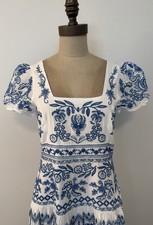 NWT Sundance Catalog Tiered White Blue Floral Embroidery “Orinda Dress” Size P10