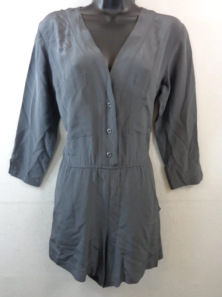 Twelfth Street by Cynthia Vincent Shorts Jumper Women's 6 Grey 100% Silk Pockets - Image 2 of 4