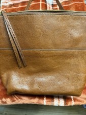 Fossil Brown Zip Top Crossbody Bag, Detachable Strap, Inner Pockets, Gold