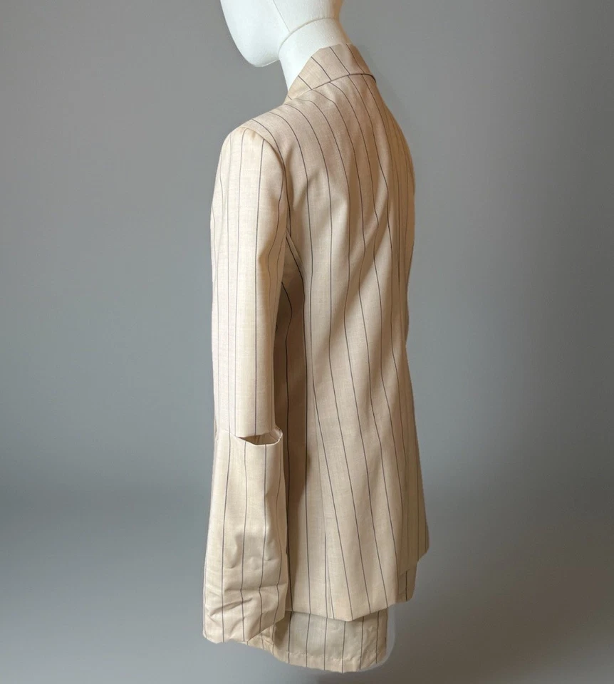 Blazer Tibi Lana Recortada Tostado Rayas Talla 2- Pantalones Cortos a Juego Talla 4 Disponible Foto 2 de 4