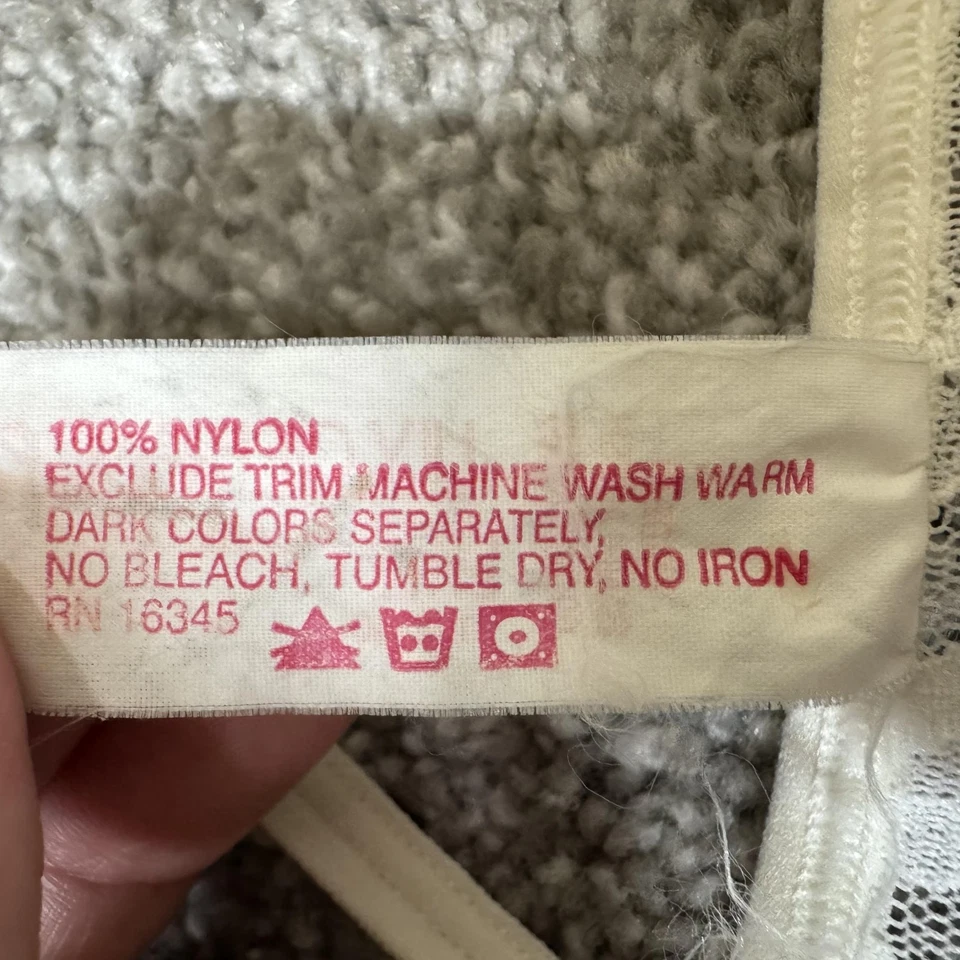 Sexy camiseta sin mangas vintage Lily of France cami para mujer mediana blanca de encaje floral transparente Foto 4 de 4