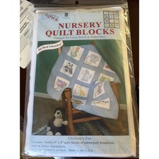 Jack Dempsey *Nursery - Children's Zoo* 12 Stamped Cross Stitch Quilt Blocks
