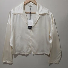 Lilysilk Shirt Womens Small Ivory 22MM Mulberry Silk Cropped Button Front NWT