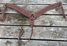 Brown leather US made  leather contoured 3 pc Western breast collar