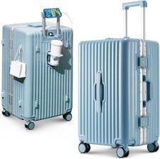 2PCS Luggage Set (20in&24in) Aluminum Frame Zipperless Design,TSA Lock