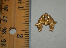 Kissing Birds Gold-tone Metal Textured Pendant Crafting Jewelry Necklace 3/4"