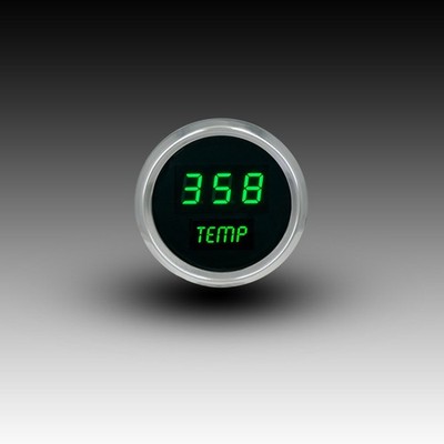 Intellitronix Green LED Water Temp Gauge - Black Faceplate With Chrome Bezel