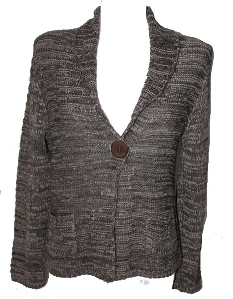 Damen Strickjacke Strick Pullover Taupe Braun Schwarz Capuccino Gr. 36 38 Neu-image