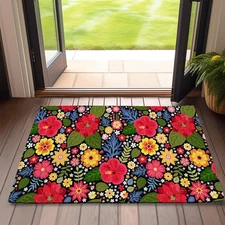 Front Door Mat,Colorful Flowers Indoor Outdoor Entrance Exotic Floral Welcome Do