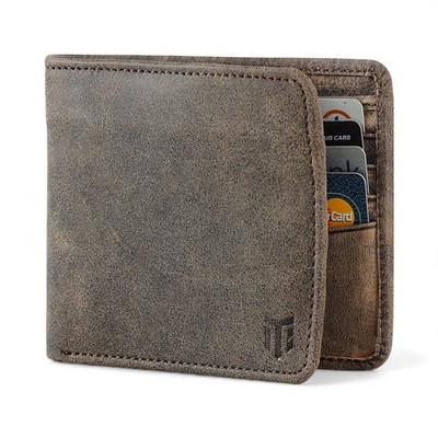Mens Genuine Leather Bifold Wallet RFID Blocking Slim Credit Card Holder Brown