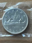 1963 Canada $1 one dollar silver coin ~ Voyageurs ~ in sealed RCM wrapper