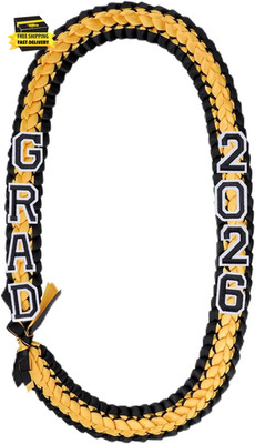 2026 Graduation Ribbon Leis Class of 2026 Grad Double Braided Necklace with Ribb
