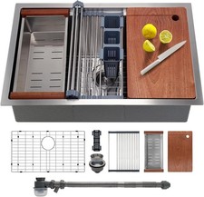 33 Inch Undermount Kitchen Sink with Quiet Drain - 11 Gauge Stainless Steel Sink