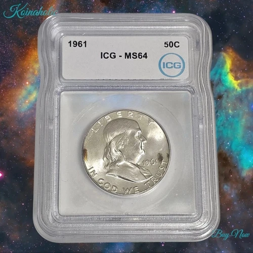 1961 Franklin Half Dollar 50c ICG MS64 Some Toning, Pulled From Storage Fast 🚢