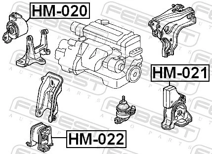 ENGINE MOUNTING HM-022 FOR HONDA ACCORD/V/Aerodeck/VI/Hatchback F22B5 2.2L 4cyl - Picture 3 of 7