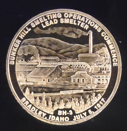 1981 Bunker Hill Corp Lead Smelter Rare Vtg Idaho USA-0.999 Silver 1 Oz Art Coin