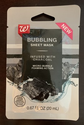 Walgreen s Bubbling Sheet Foaming Charcoal Mask Trial Sample GWP 0.67 fl. oz.
