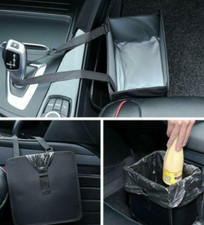 Portable Car Trash Can Garbage Bin Bag Organizer for Vehicles Waterproof Black U