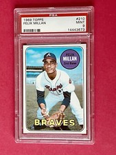 1969 Topps # 210 Felix Milan Atlanta Braves PSA 9 Centered Pop 28