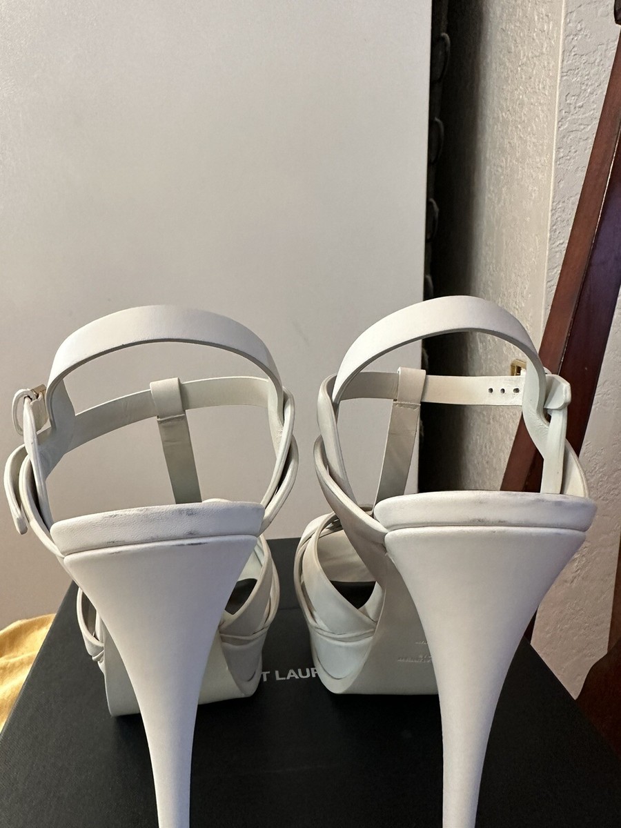 white tribute sandals