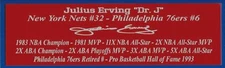 Julius Erving Dr J Nameplate Philadelphia 76ers Nets Autograph Ball Jersey 