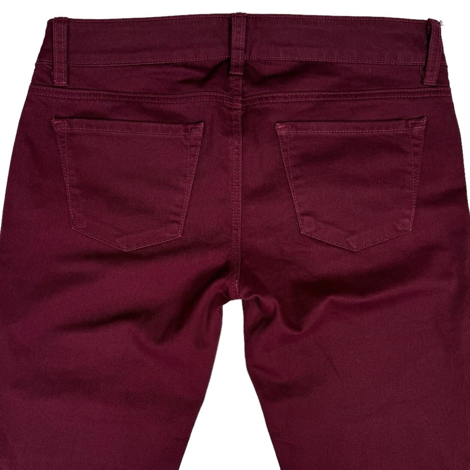 Pantalones de mezclilla Rebecca Minkoff de cuero piel de pitón talla 6 rojo vino tiro bajo retazos Foto 3 de 4