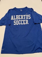 Nike Albertus Magnus College Soccer Tshirt Mens Medium Dri Fit Gym Tech Grey Tag