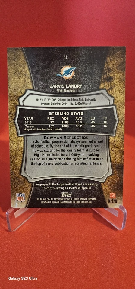2014 Bowman Sterling Jarvis Landry RC Dolphins Mint! - Image 4 of 4