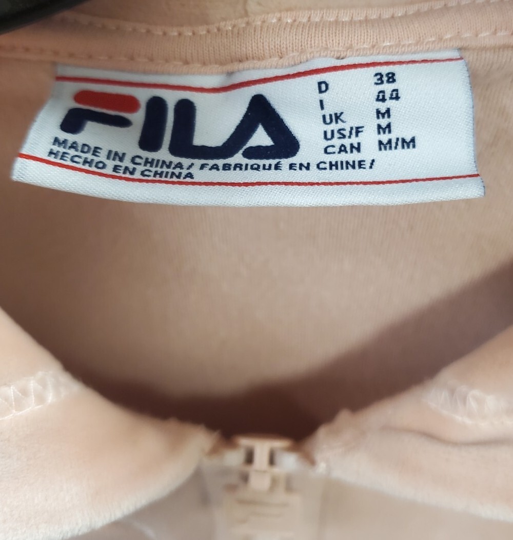 Felpa con cappuccio donna FILA rosa velluto velluto quarto cerniera taglia media