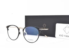 Kio Yamato Eyeglasses Matte Black TITANIUM Panto Flexible Temples 48mm 499U 01