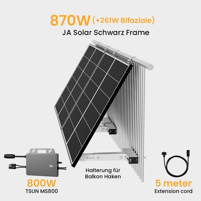 Bifazial Balkonkraftwerk 1150W mit Halterung 800W Wechselrichter PV Solaranlage