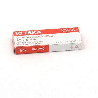 ESKA Fusible céramique 5x20 - Rapide (F) 4A/250V (10 Fusibles)