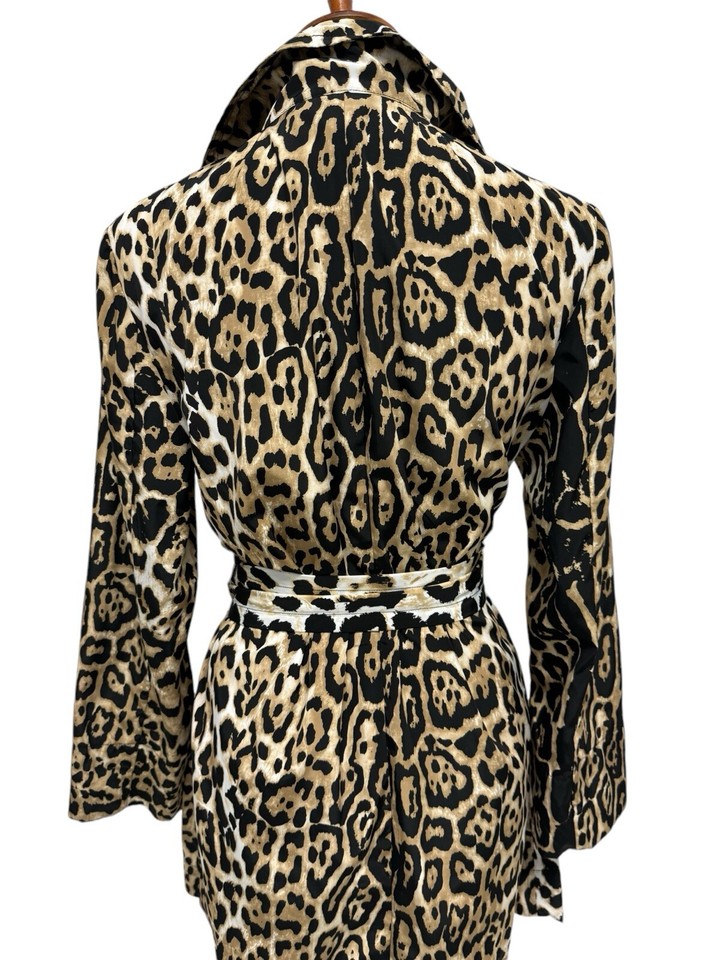 Black Label By Chico's women's lightweight trench coat animal print