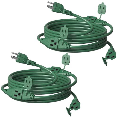 Pack5 FT Outdoor Extension Cord with Multiple Outlets, 3 Outlet Multi