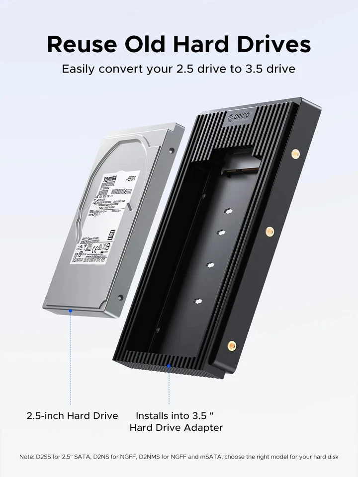 ORICO Internal 2.5 SATA/mSATA/NGFF to 3.5” SATA 3.0SSD HDD Bracket Tray Adapter. - Image 3 of 4