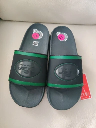 Scarpe sandali Nike Off Court Slides New York Jets uomo taglia 11 nuovi neri nuovi con etichette NFL