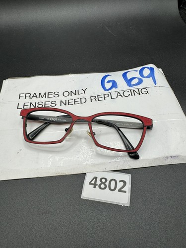 OGI Eyeglasses Frames 4306/1754 Black Red Square Full Rim 51-20-145