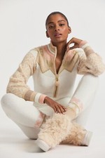 LoveShackFancy Lali Intarsia Knit Sweater Pant Jumpsuit Romper LUREX SKI L