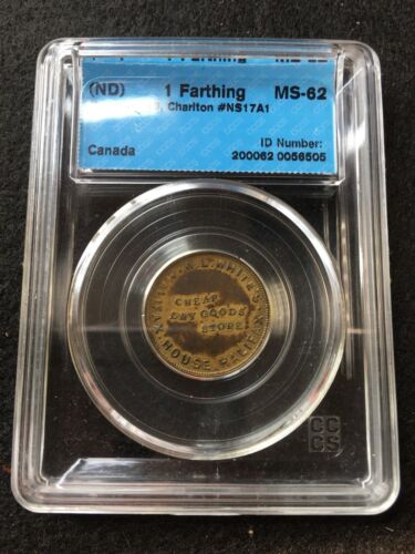 Can.Token NS-17A1, Breton #899, CCCS Graded**MS-62** Farthing Token  - Picture 1 of 4