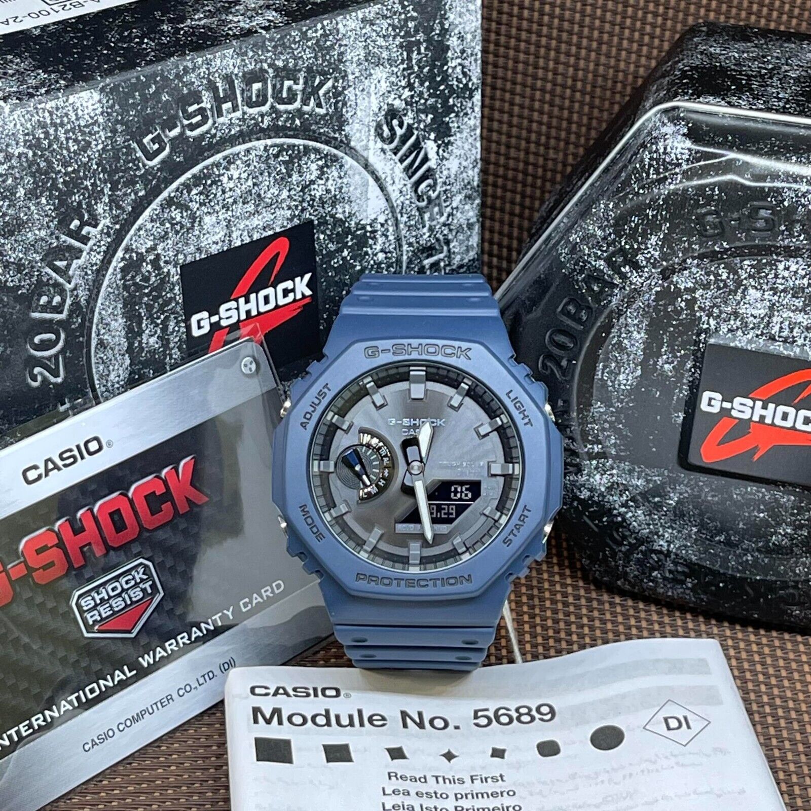 Casio G-Shock GA-B2100-2A Blue Octagonal Solar Bluetooth Mobile Link Men's  Watch