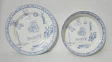 Queen's Porcelain Plate and Bowl Set for Boys White Blue Boys' Toys Pattern