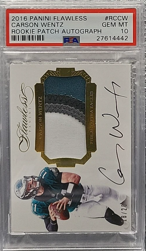 Carson Wentz Panini Flawless Rookie Patch Autograph #RCCW Base