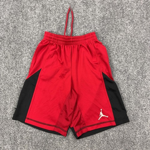 Jordan Shorts Youth M (10-12 YRS) Red Black Mesh Dri-FIT Athletic Basketball